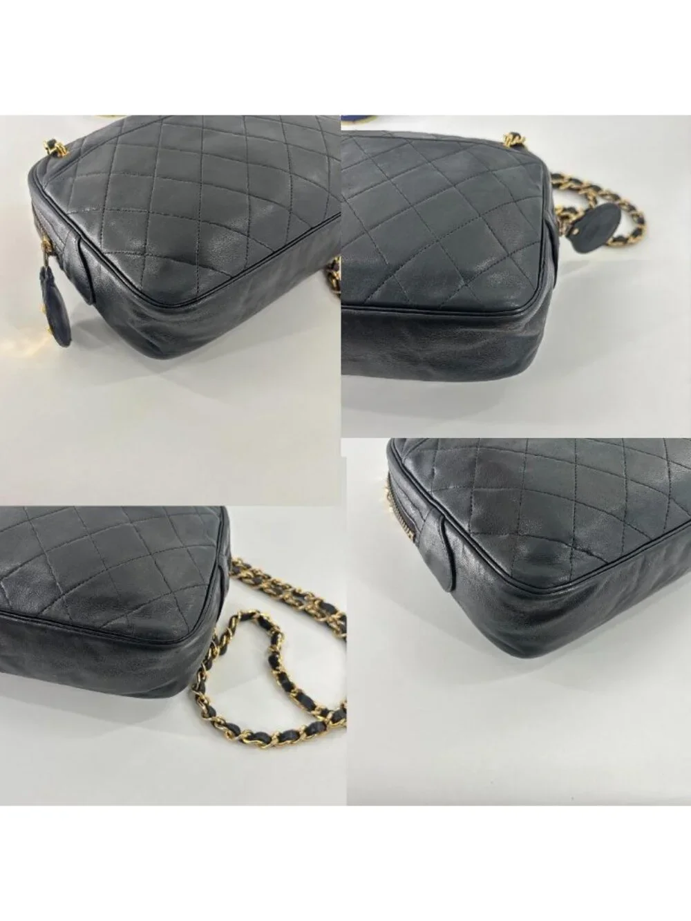 Chanel Super Quilted Lambskin Chain Shoulder Bag Black